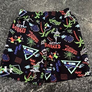 Under Armour Black Swim Shorts with Neon Graphic Print